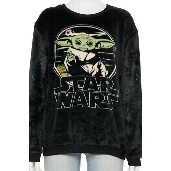 Star Wars Sweaters - Womens Sweatshirt Star Wars Mandalorian Fleece Baby Yoda Graphic Pullover Small